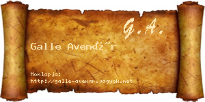 Galle Avenár névjegykártya